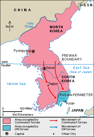 Koreakrieg bis Sept. 1950 "Pusan Perimeter"